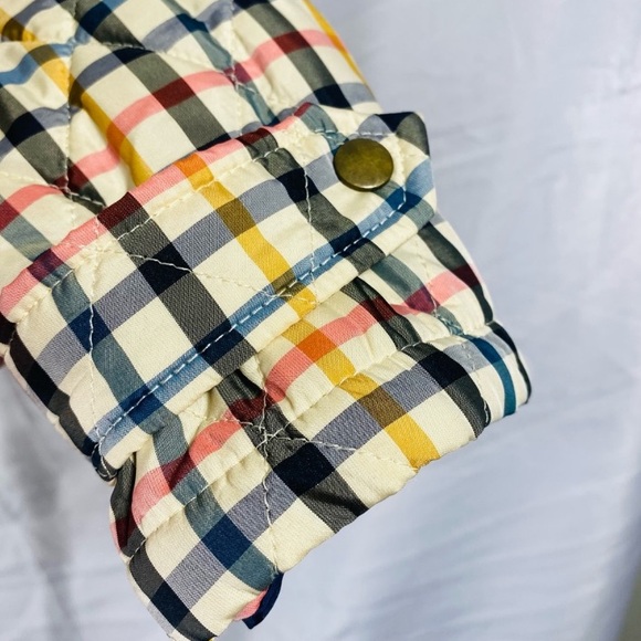 Talbots Plaid Quilted Full Zip Jacket Corduroy Collar Small Petite Field Coat SP - Picture 9 of 14